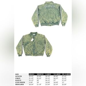 NWT Vale Forever Mns M Acid Wash Green Sample ZIp Up Bomber Jacket